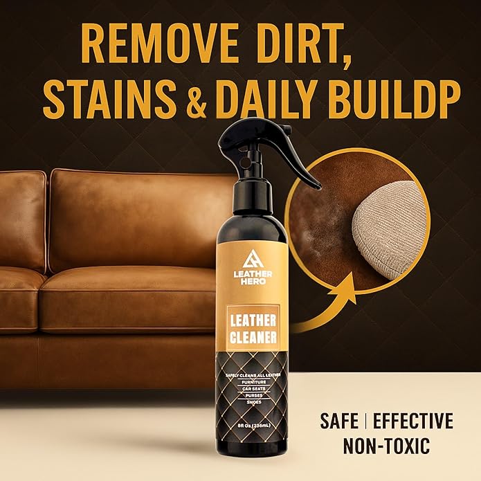 Leather Cleaner and Conditioner Kit – 4-Piece Set with Best Leather Cleaner for Couches, Sofas, Chairs, Furniture, and Car In