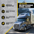 Cat® DuraGrip Steering Wheel Cover, Tire Tread Inspired Traction Grip Design, Black Steering Wheel Cover for RV Semi Truck Big Rig Trucker - X-Large 17.5" - 18" Inches