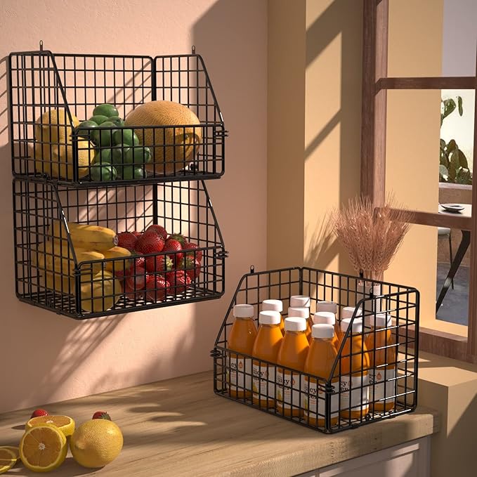 PUPPYCUTE Larger & Deeper Hanging Storage Basket, Closet Organizers and Storage, Hanging Shelves Wire Baskets for Clothing Sw
