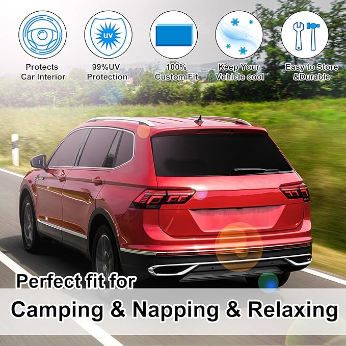 TINGLU 8PCS Window Shades for Volkswagen VW Tiguan 2018-2023 Accessories Car Side Full Windows Rear Triangular Windshield Sun Shade Sun UV Rays & Privacy Protection for Camping,Napping,and Relaxing