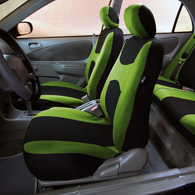 FH Group Light & Breezy Cloth Car Seat Covers, 7 Seater Three Row Set- Airbag & Split Ready -Universal for Cars Trucks and SU