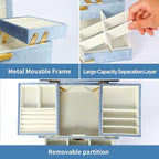 Dajasan Jewelry Organizer Box, Large Jewelry Boxes for Women Girls, Space-Saving 3 Layers Jewelry Storage Case with Drawer, G