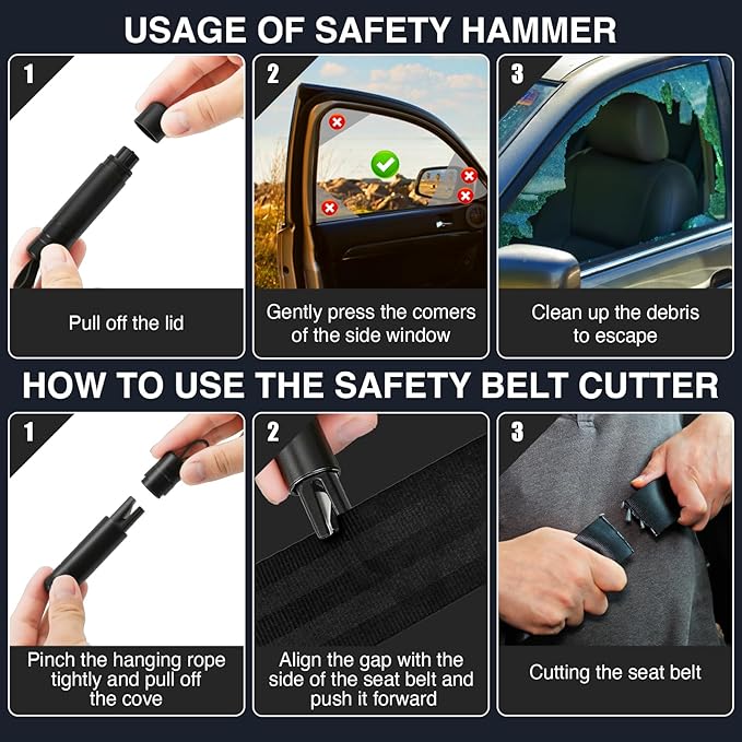 2-Pack Car Safety Hammer Seatbelt Cutter, Glass Breaker Car Window Breaker and Seatbelt Cutter Tool,Auto Rescue Escape Emerge