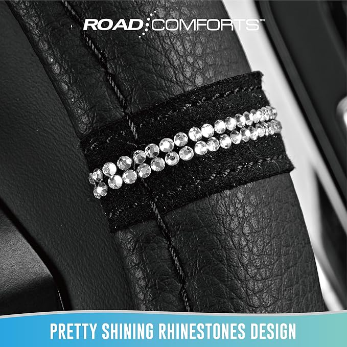 Road Comforts Leopard Steering Wheel Cover - Made with PVC Leather Cheetah Print - Anti-Slip, Universal Fit 14 1/2 inches to 