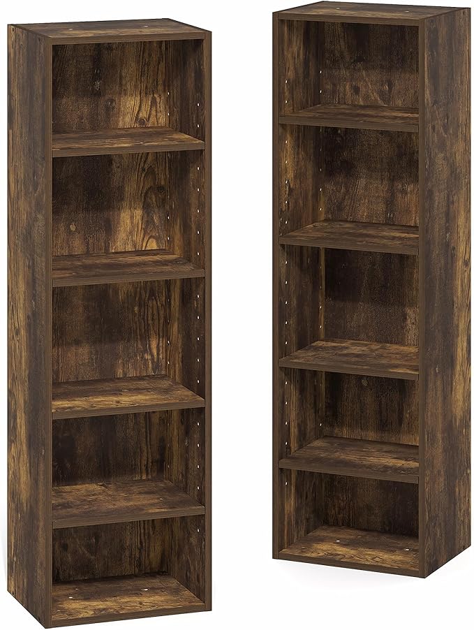 Furinno PASIR Book Shelf, 10-Tier Bookshelf, Bookcase with Open Shelf, 9.2 x 11.8 x 78.7, for Living Room, Bedroom, Home Offi