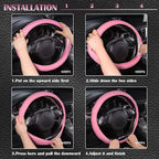 CAR PASS Line Rider Microfiber Leather Sporty 14.5-15 inch Car Steering Wheel Cover Universal Fits for 95% Cars Sedans SUV Tr