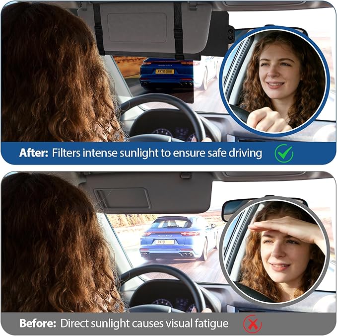 Polarised Sun Visor Extender for Vehicles, Adjustable Anti-Glare Side Window Sun Visor Extension Accessory, Blocks Ultraviolet Rays and Sunlight