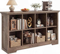 Aheaplus Wooden 8-Cube Storage Organizer with Charging Ports, Modern Cube Bookcase with Base, 3-Tier Floor Standing Open Cubb