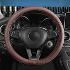 Red Rain Brown Steering Wheel Cover Universal Car Steering Wheel Cover 15inch Cowhide Wheel Cover for Car SUV Truck Size M (C-Brown-M)