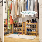 viewcare Small Shoe Rack, 3-Tier Shoe Rack for Entryway, Bamboo Wood Shoe Shelf for Closet & Hallway, Long 17.2IN | Beautiful