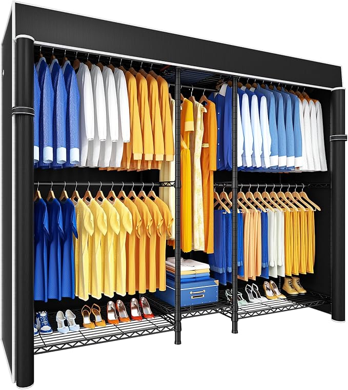 Ulif E12C Pro Heavy Duty Closet Organizer System，Freestanding Clothing Rack, Adjustable Garment Rack 71" W x 16" D x 76.5" H 