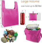 BeeGreen Cerise Reusable Grocery Bags Wholesale Reusable Kitchen Bags Bulk Foldable-Machine Washable with Zipper Storage Pouch 50 Packs