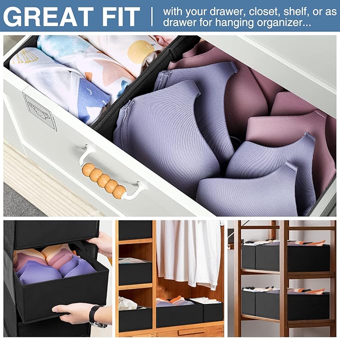 Criusia Drawer Organizer Clothes 12 Pack - Odorless Closet Organizers and Storage for Sock Underwear Bra - Dresser Organizado