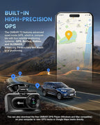 OMBAR Dash Cam Front and Rear, 4K/2.5K Ultra HD Dash Camera for Cars, Included 64GB Card, Built-in 5G Wi-Fi & GPS, 3.16” IPS 