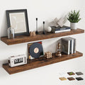 48 Inch Floating Shelves for Wall Set of 2, 8"D Wood Grain Bathroom Shelves with Invisible Brackets, Easy Install Engineered 