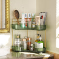 EUHOME 2-Tier Corner Bathroom Counter Organizer Makeup Cosmetic Storage, Tool-Free Installation Acrylic Vanity Shelf, Skin Ca