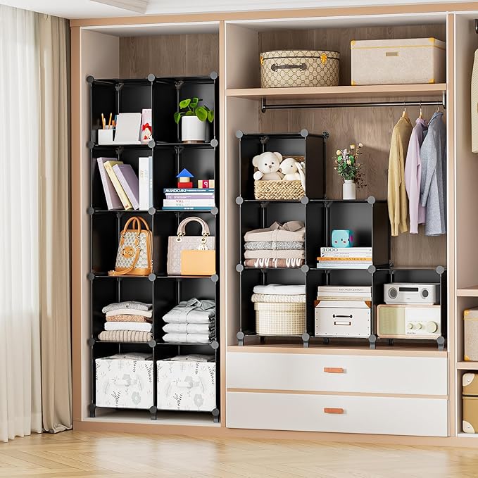 Neprock 16 Cubby Storage Organizer, Closet Clothes Storage Organizer, Cube Shelves Closet Organizers and Storage Shelves for 