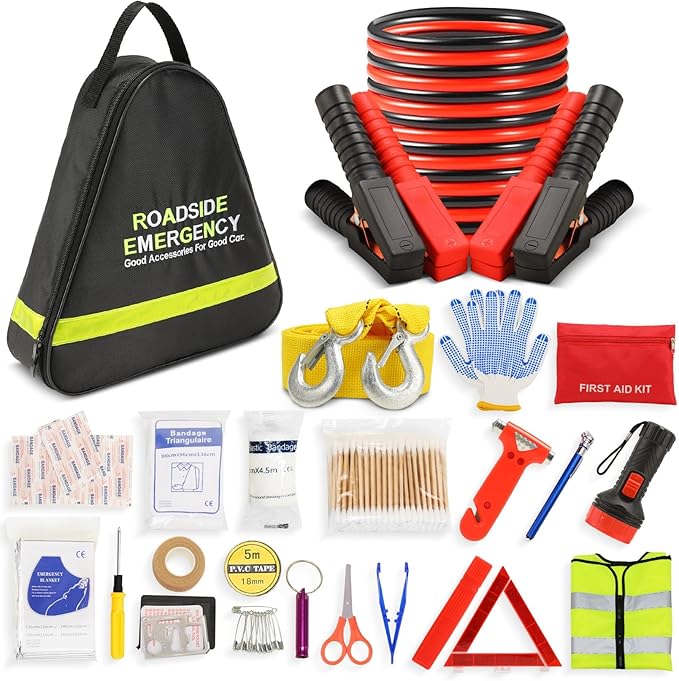 20PCS Sailnovo Car Emergency Kit with Jumper Cables, Roadside Safety Emergency Car Kit for Vehicle Truck Motorcycle - Gifts f