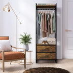 Sorbus Clothing Rack with Drawers - Clothes Stand Dresser - Wood Top, Steel Frame, & Fabric Drawers - Tall Closet Storage Org