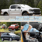 3PCS Car Window Shades Front Windshield Sun Shade Foldable Window Shade Custom Fit for Ford Ranger 2019-2024 Accessories Car Shades for Front Windows Anti-UV Rays Block Heat