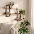 HOOBRO Floating Shelves, 15 Inch Wall Shelf Set of 2, Wall Mounted Storage Shelves 2-Tier, Hanging Bathroom Shelves, for Livi