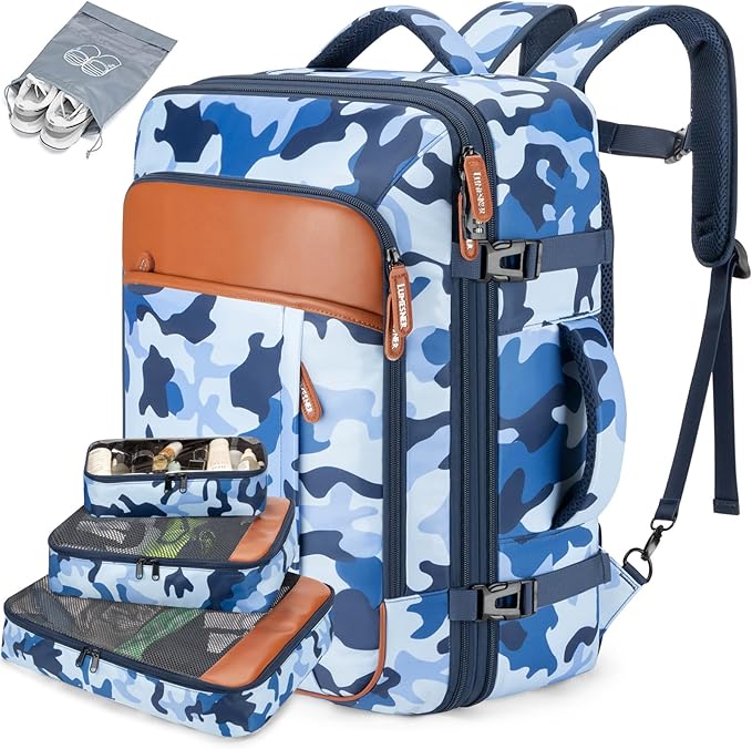 Lumesner Carry on Travel Backpacks, Extra Large 40L Flight Approved for Men & Women,Expandable Suitcase backpack (Camouflage 
