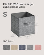 SONGMICS Storage Cubes, 10.2 x 10.2 x 11 Inches Non-Woven Fabric Bins with Double Handles, Set of 8, Closet Organizers for Sh