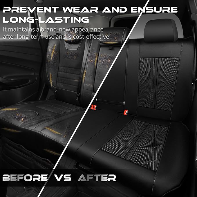 CAR PASS Leather Oxford Rear Seat Covers, Waterproof Back Seat Covers,All-Weather Non-Slip Durable, Universal Fit for SUVs Se