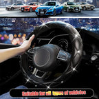 SuperKaKa Black Steering Wheel Cover 2026, Auto Cute Girly Diamond Bling Comfort Leather Car Interior Accessories Protector S