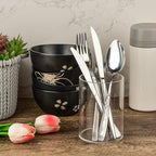 Mototo 4 Pieces Clear Acrylic Pen Holder Round Acrylic Pencil Cup Clear Makeup Bush Holder Acrylic Desktop Stationery Organiz