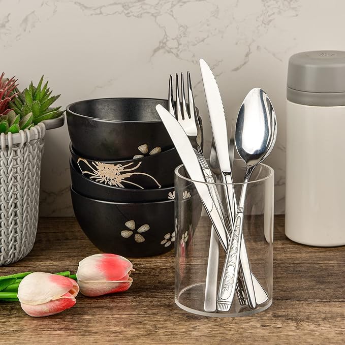 Mototo 4 Pieces Clear Acrylic Pen Holder Round Acrylic Pencil Cup Clear Makeup Bush Holder Acrylic Desktop Stationery Organiz