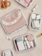 6PCS Clear Zipper Pouches, Small Christmas Item Storage Bins, Zippered Hard Pouch Double, Portable Makeup and Cosmetic Bag, K