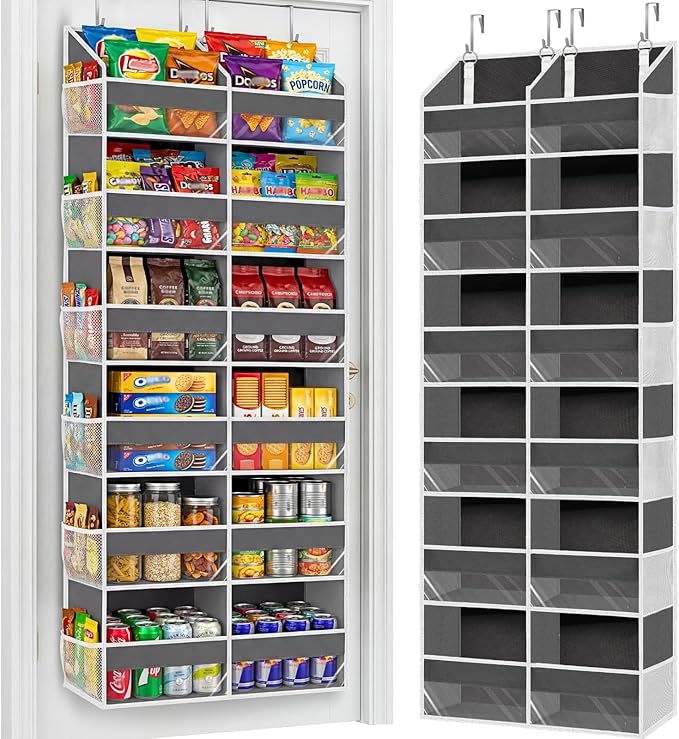 Over the Door Organizer 6 Tiers, Extra Large Behind Door Storage of 12 Compartments, 80 lbs Weight Capacity Hanging Storage O