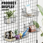 11.8" L x 5.9" D x 5.9"H - 6 pcs Black Wire Baskets for GridWall and SlatWall - Merchandiser Baskets,Grid wall Shelves Hangin