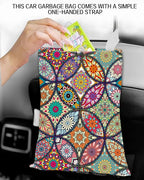 Car Garbage Can, Car Trash Bag, Car Garbage Bag, Hanging Car Trash Can for Car Accessories, Vehicle, Travelling, Camping, Cute Car Back Seat Organizer, Luxury Mandala Pattern