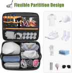 2 Layer Golf Trunk Organizer, Golf Car Storage Organizer with Individual Ventilated Compartment for 2 Pairs Shoes, Golf Car Lock