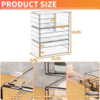 Yieach 3Pack Clear Drawer Organizers Stackable,Acrylic Storage Drawers With 10 Drawers,Multipurpose Office Supply Organizer a
