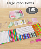 Sooez 6 Pack Extra Large Pencil Box, Plastic Hard Pencil Case Crayon Box Bulk, Clear Marker Organizer Plastic Containers with