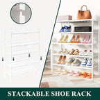 Smiry Shoe Rack, 5 Tier Thick Bamboo Shoe Organizer, Stackable Free Standing Wooden Shoe Storage Shelf for Closet, Entryway, 