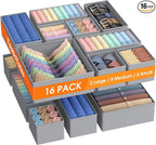 TasticTotes Drawer Organizer Clothes, 16 Pack Drawer Organizers and Underwear Organizer for Nursery, Dividers Clothes Organiz