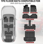 YITAMOTOR Floor Mats Fit for Hyundai Palisade 2020-2025 7/8 Seats, TPE All Weather Car Protection Floor Liners Palisade Accessories, 1st & 2nd & 3rd Row & Backrest Mat & Cargo Liner, Black