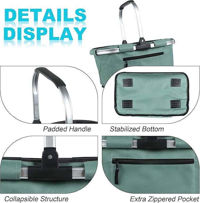 Picnic Basket, SIYUAN Shopping Basket with Handle 22L Collapsible Grocery Basket Portable Folding Basket for Marketing Picnic