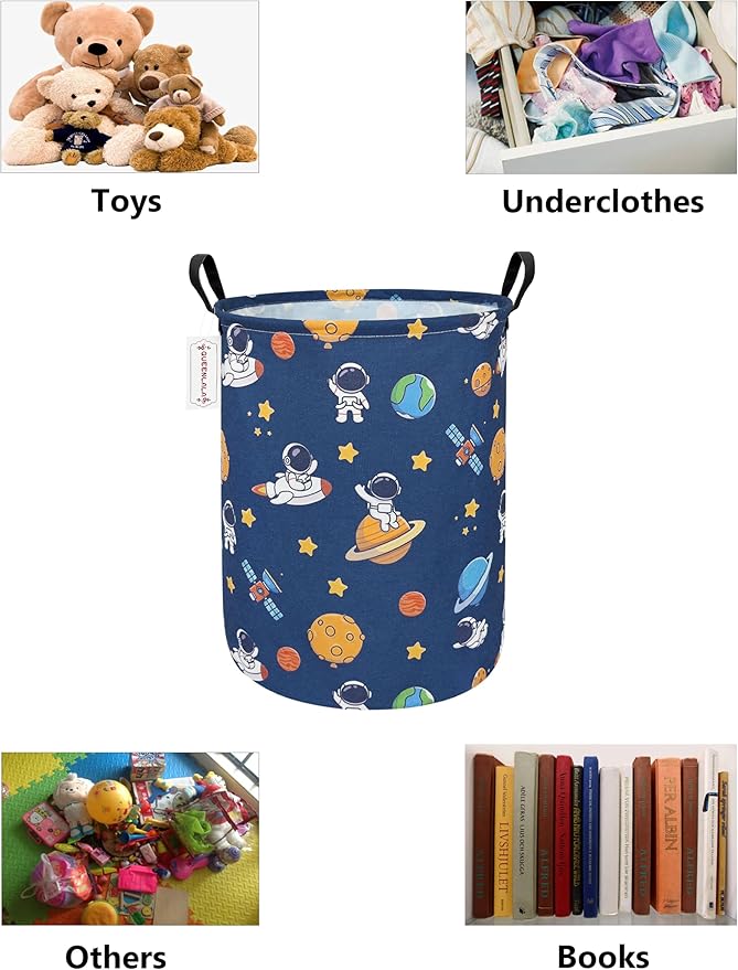 QUEENLALA Large Storage Basket,Laundry Hamper/Bathroom/Home Decor/Collapsible Round Storage Bin,Boys and Girls Hamper/Boxes/C