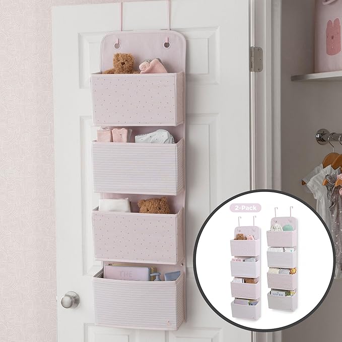 Delta Children GAP babyGap 2-Pack Over the Door Storage Organizer with 4 Pockets, Pink