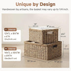 StorageWorks Wicker Storage Baskets, Handwoven Seagrass Basket for Organizing, Decorative Organizers with Built-in Handles, S
