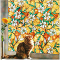Coavas Decorative Window Privacy Film, Heat Control Sun Blocking Stained Glass Window Film, Floral Design Static Cling, Non Adhesive Windows Tint for Bathroom Front Door(Vinyl, 35.4" x 78.7 ")