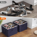 Lifewit 6 Pack Shoe Storage Organizer for Closet, Large Shoe Box Storage Containers with Clear Cover, Foldable Storage Bins F
