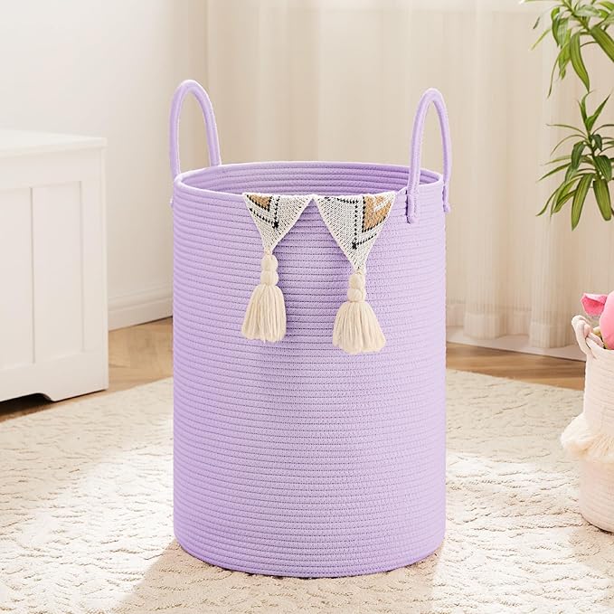 Artfeel Laundry Basket,Woven Cotton Rope Laundry Hamper,40L for Decorative Storage of Dirty Clothes,Toys and Blankets in Bath