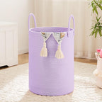 Artfeel Laundry Basket,Woven Cotton Rope Laundry Hamper,100L for Decorative Storage of Dirty Clothes,Toys and Blankets in Bat