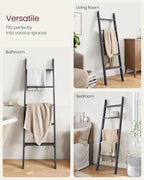 VASAGLE Blanket Ladder Decorative Farmhouse for The Living Room, 5-Tier Ladder Shelf, Ladder Rack for Storage and Decor, Mist